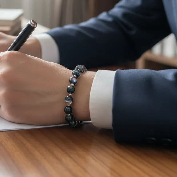 Bracelet en Obsidienne Œil Céleste 8mm - ENAE Minéraux