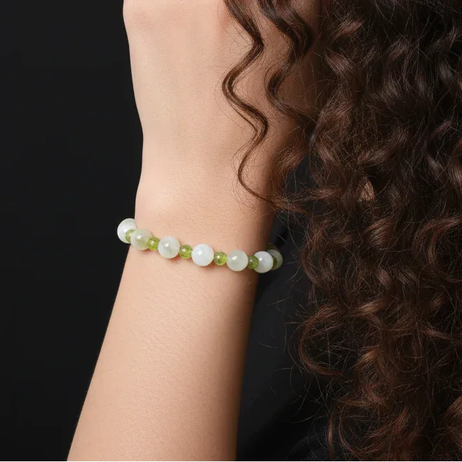 Bracelet en Péridot et Pierre de Lune