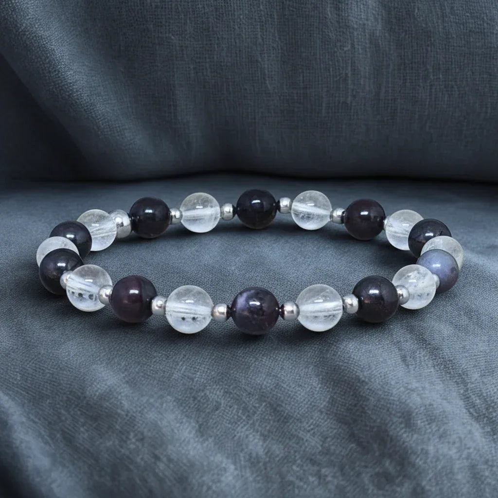 Bracelet en Sugilite et Cristal de Roche