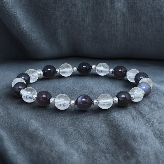 Bracelet en Sugilite et Cristal de Roche