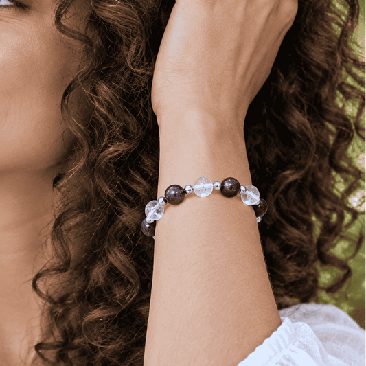 Bracelet en Sugilite et Cristal de Roche