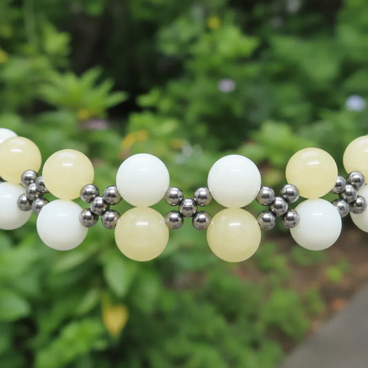 Bracelet tissé en Calcite jaune et Nacre