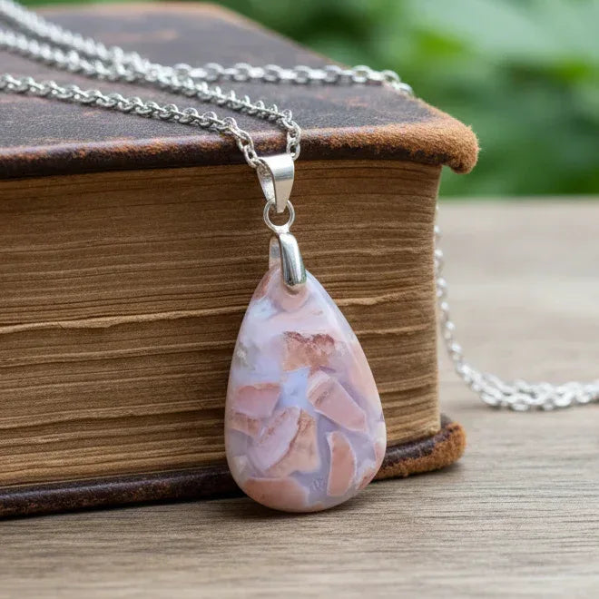 Pendentif en Agate Cotton Candy ou Rosetta (PE2052)