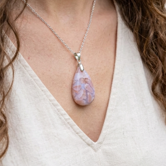 Pendentif en Agate Cotton Candy ou Rosetta (PE2052)