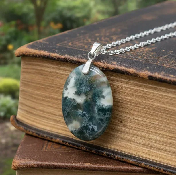 Pendentif en Agate mousse (PE2095)