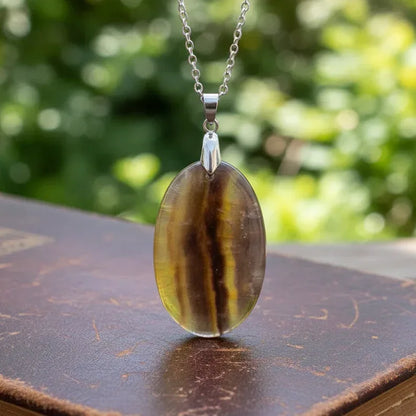 Pendentif en Fluorite jaune et arc-en-ciel (PE2088)