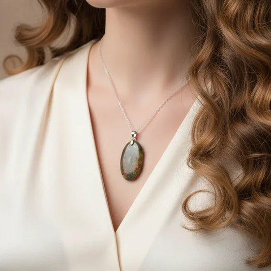 Pendentif en Jaspe Héliotrope (PE1498)