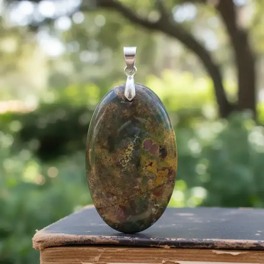 Pendentif en Jaspe Héliotrope (PE1498)