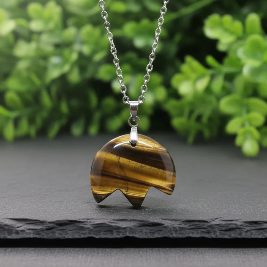 Pendentif tulipe en Œil de Tigre (PE1615-3) - ENAE Minéraux