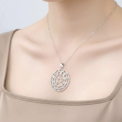 Pendentif Pentacle, Lune et astrologie en acier inoxydable - ENAE Minéraux