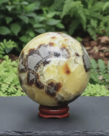 Sphère en Septaria et Calcite jaune 469g (PRGFL372-3)